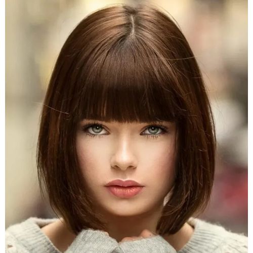 SXCHEN Wigs Lady Bangs Wigs Fashion Synthetic Wigs Short Straight Hair