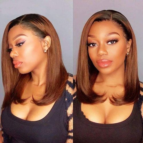 General Trendy Straight Synthetic Hair With Closure Ombre Wig – Brown
