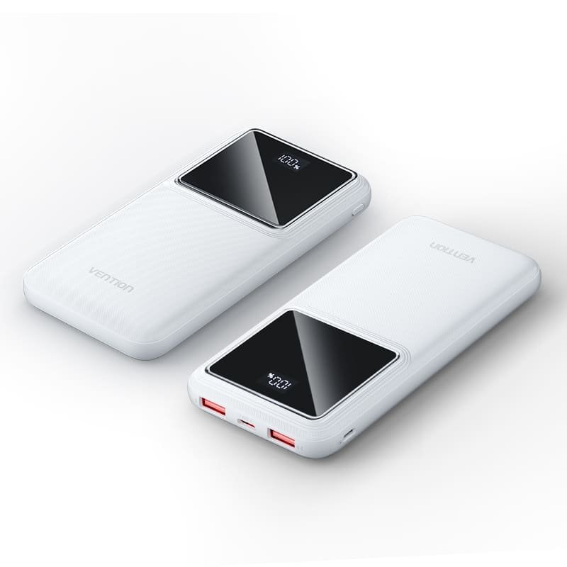 Vention 10000mAh Power Bank (Micro-USB + USB-C + USB-A + USB-A) 22.5W White LED Display Type