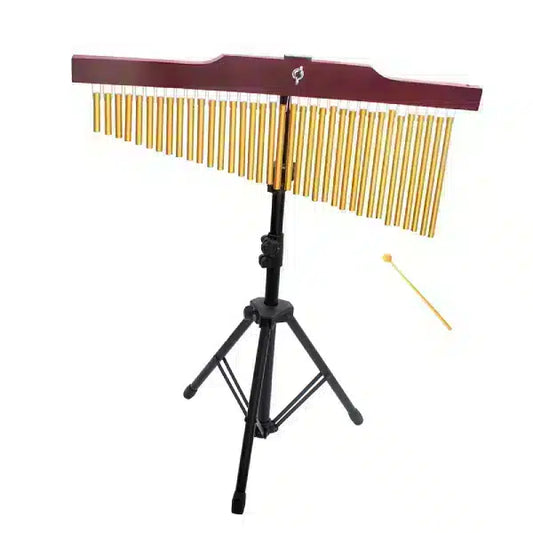 Hanging Bar Chimes 36 Brass Chimes on Wooden Frame with Stand